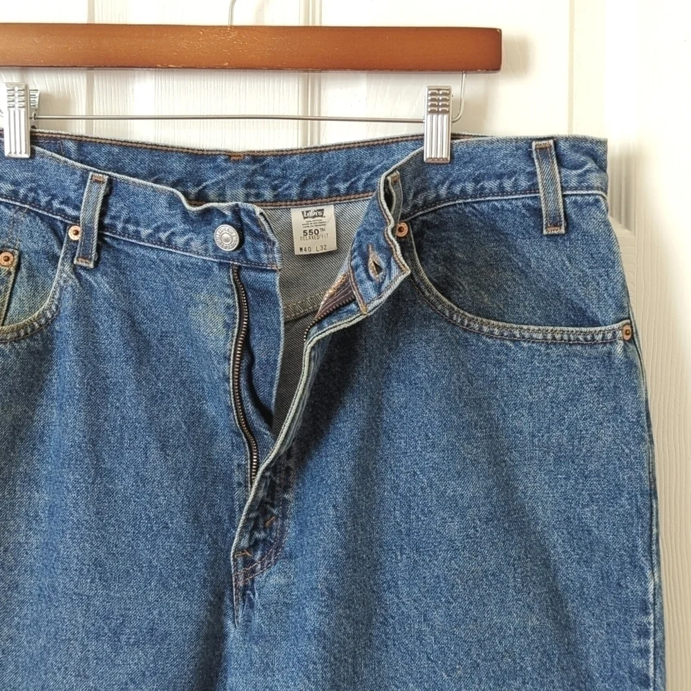 Levi's Y2K Vintage 550 Dark Wash Relaxed Fit Tapered Leg Denim Jeans 40 x 32